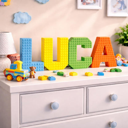 Custom Brick Letter Name Sign – Personalized 3D Alphabet Display | Brick-Style Name, Nursery & Kids Room Decor