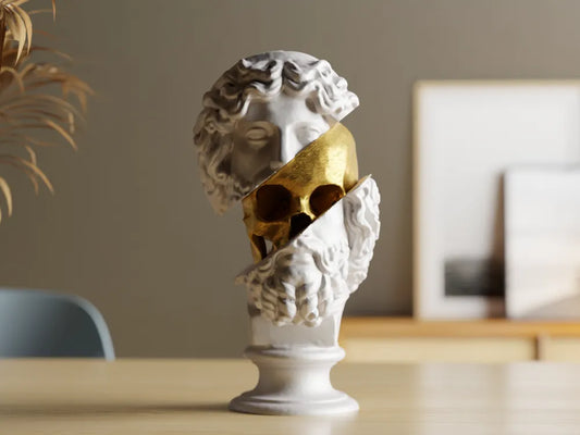 David Bust Sculpture with Metallic Skull | Modern Decor