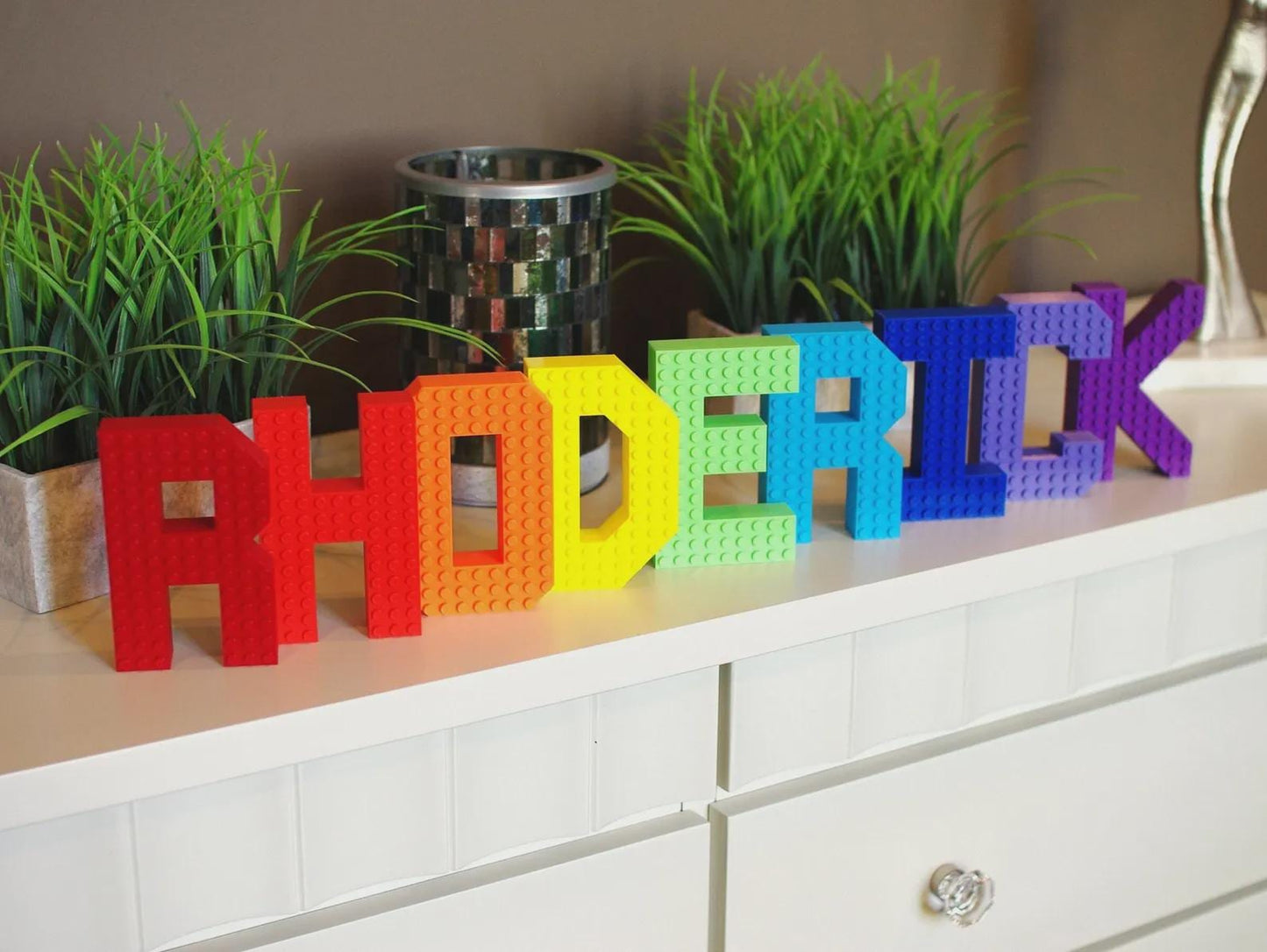 Custom Brick Letter Name Sign – Personalized 3D Alphabet Display | Brick-Style Name, Nursery & Kids Room Decor